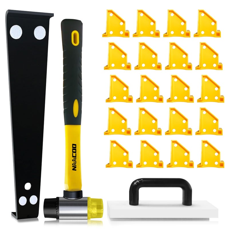 NAACOO Laminate Flooring Tools, NAACOO Vinyl Flooring Tools, LVP Installation Kit, Tapping Block with Handle, 2 in 1 Spacers, Heavy Duty Pull Bar, Reinforced Double-Faced Mallet. - Image 1